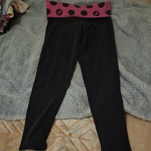 Pink Clover Black Leggings with Pink Polka Dot Waistband